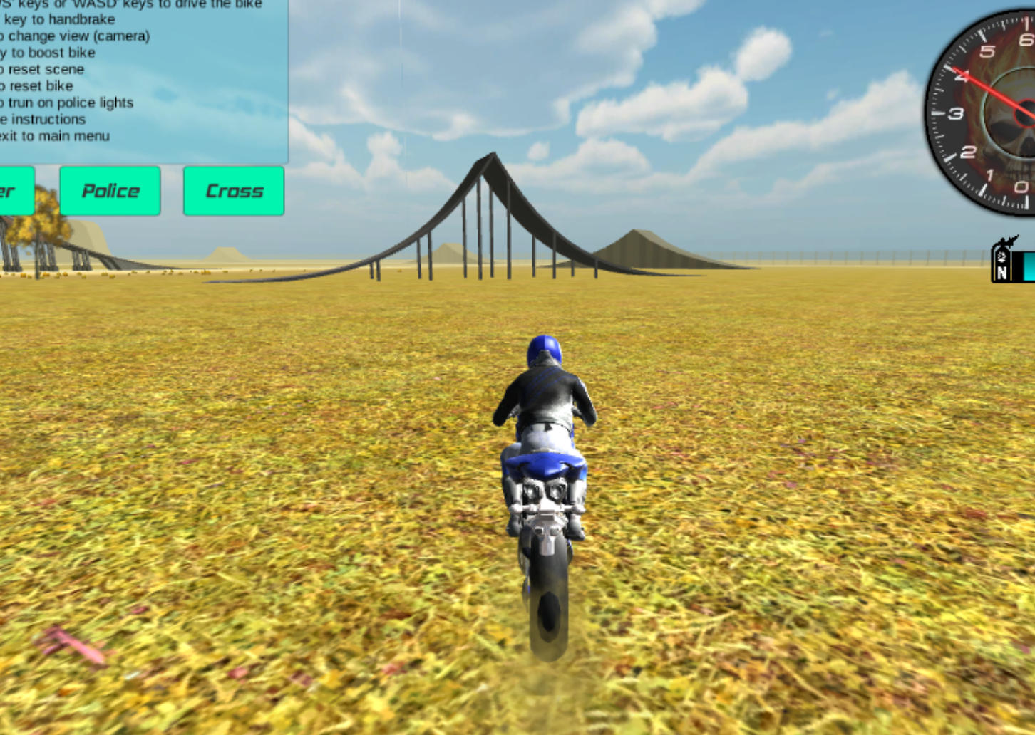 Motorbike Simulator bike selection with racer police and dirt bike
